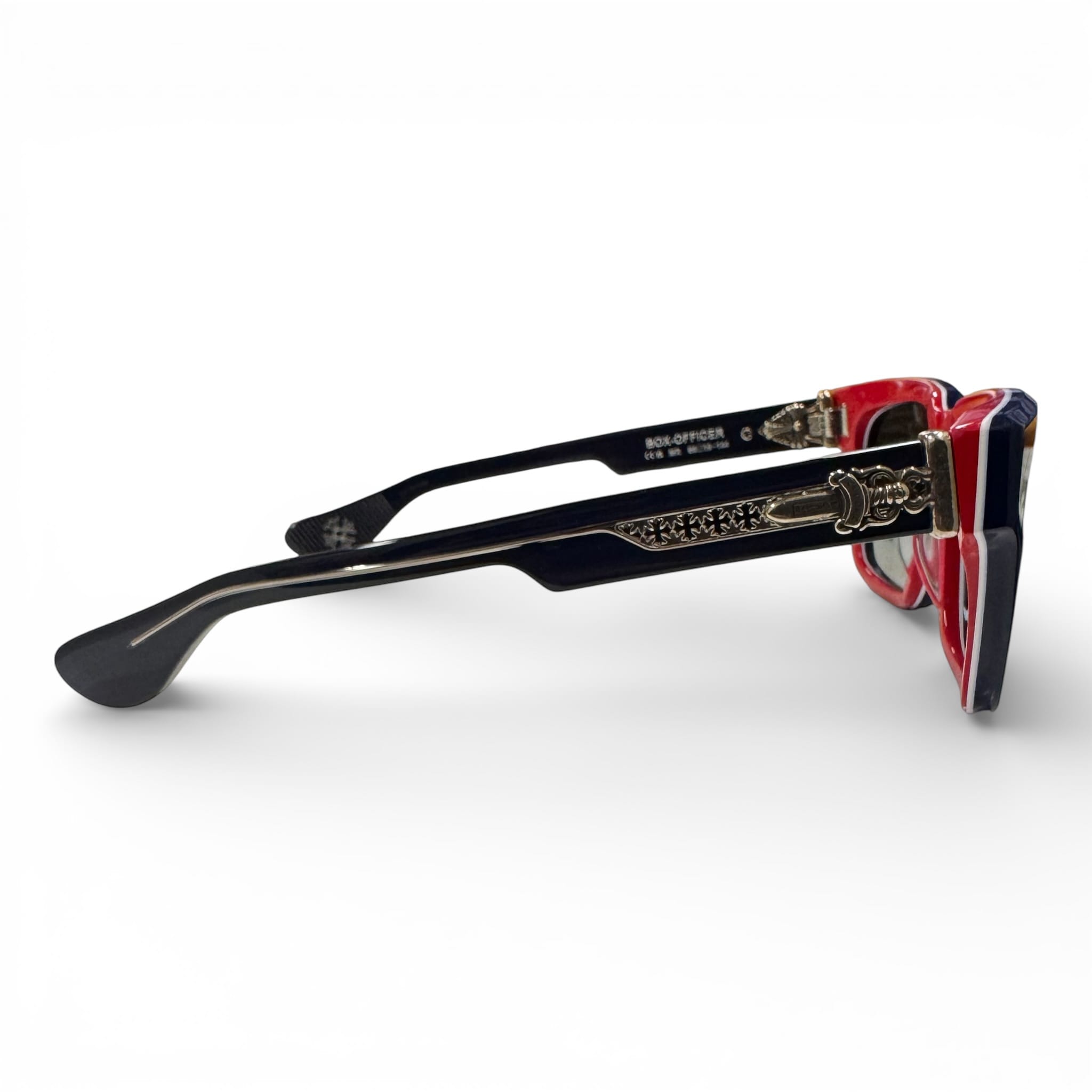 Chrome Hearts Box Officer Sunglasses Blue Red White Silver Pre-Owned