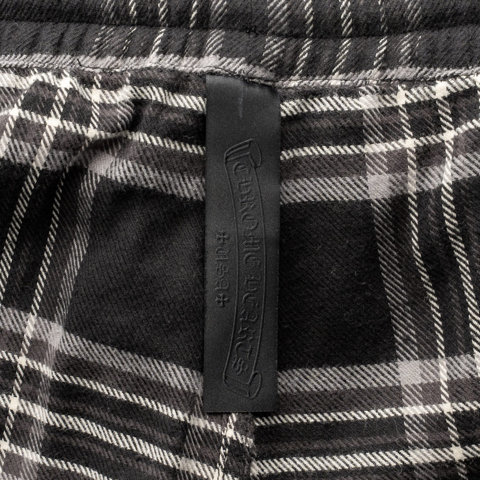 Chrome Hearts After School Leather Cross Patch Flannel Pants Black Grey White