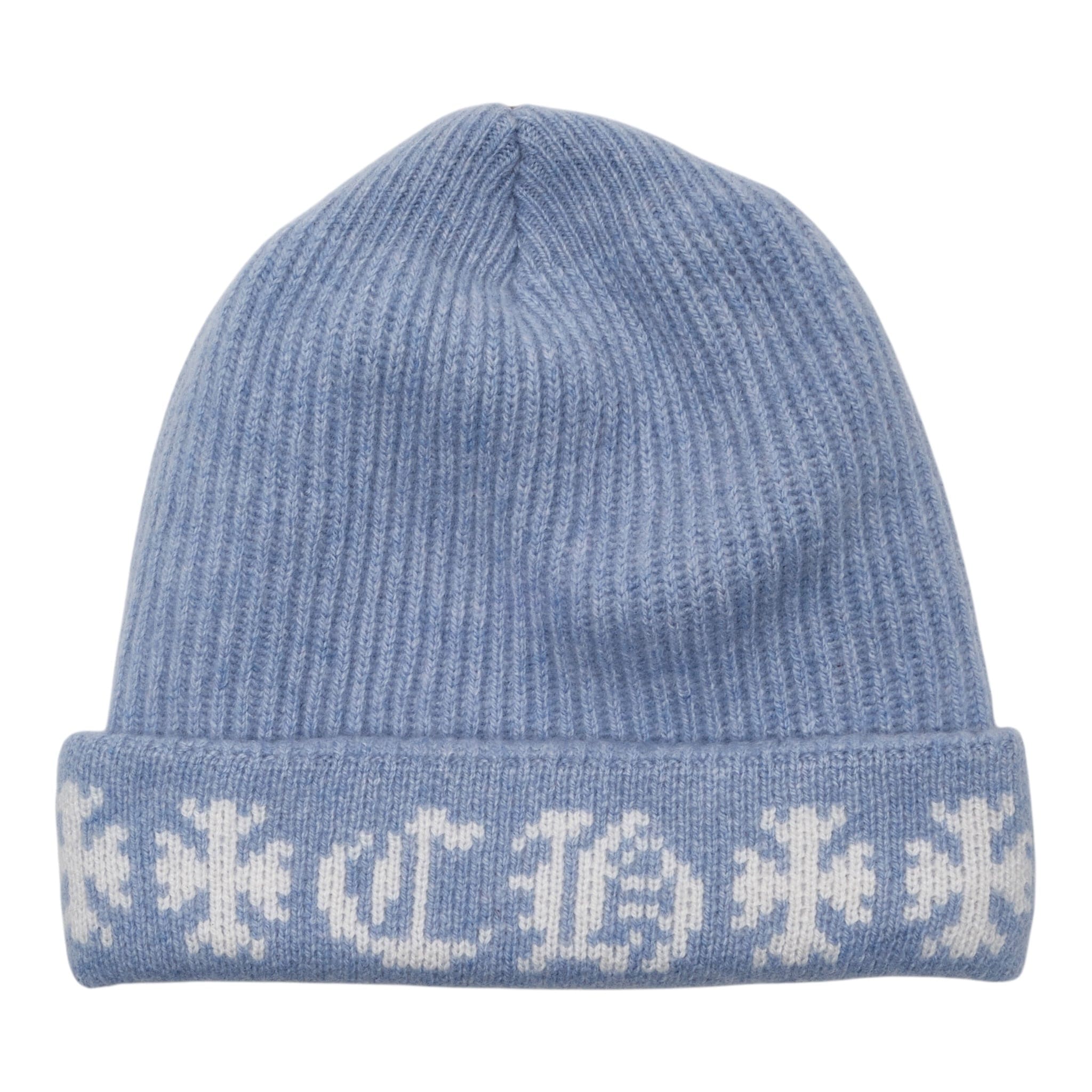 Chrome Hearts Big Daddy Cashmere CH Cross Logo Beanie Light Blue White