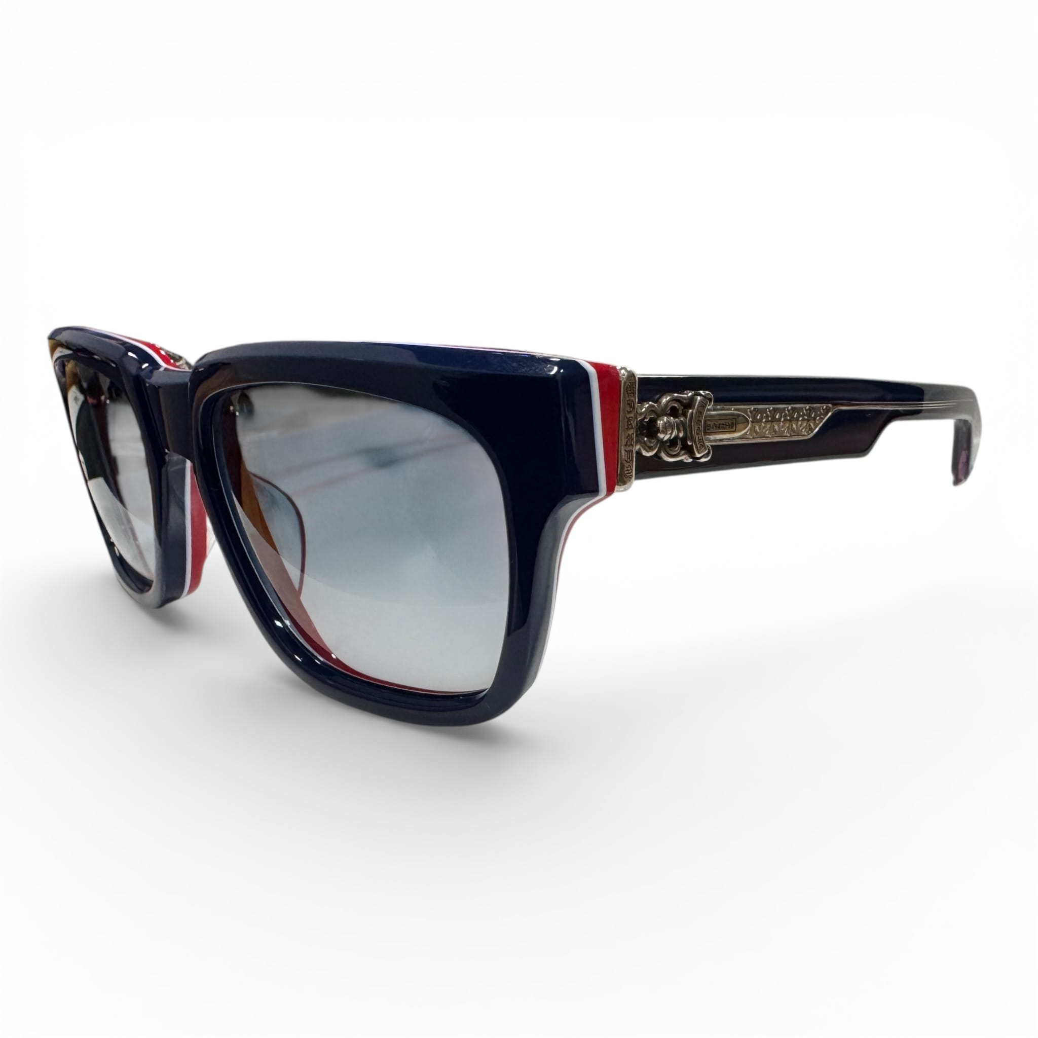 Chrome Hearts Box Officer Sunglasses Blue Red White Silver Pre-Owned
