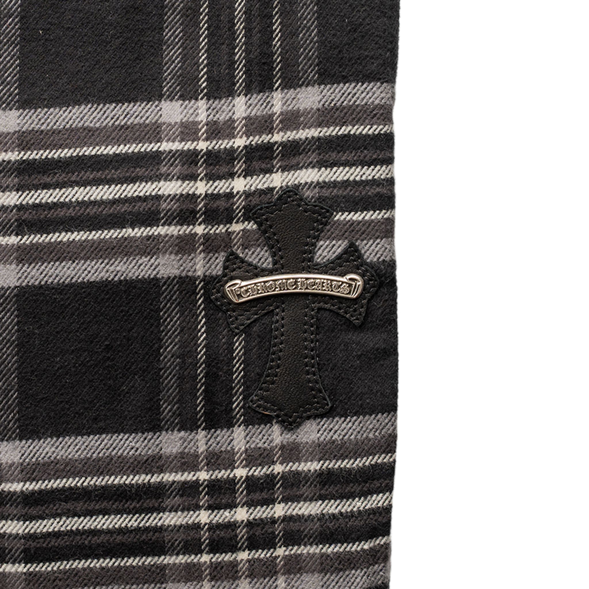 Chrome Hearts After School Leather Cross Patch Flannel Pants Black Grey White