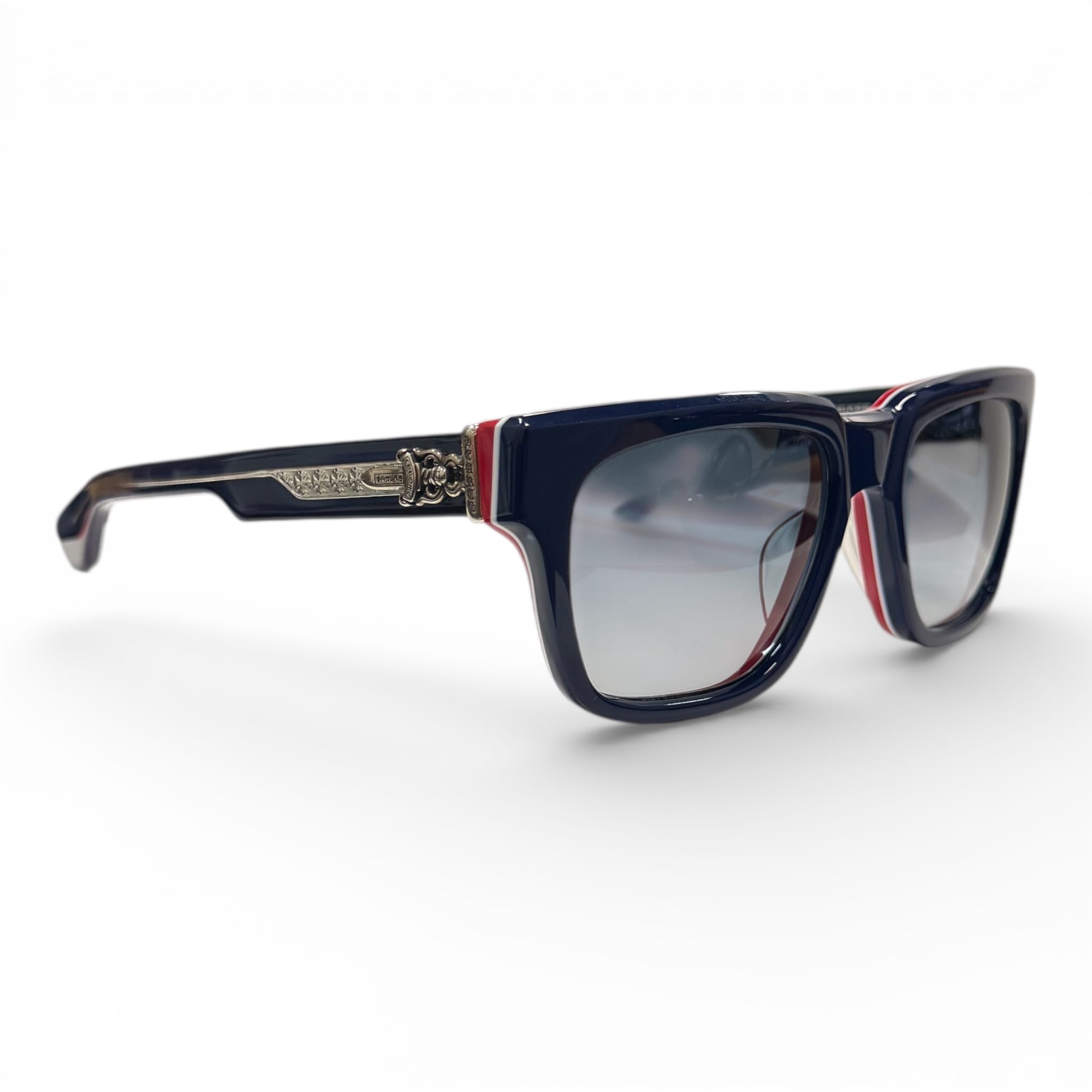 Chrome Hearts Box Officer Sunglasses Blue Red White Silver Pre-Owned